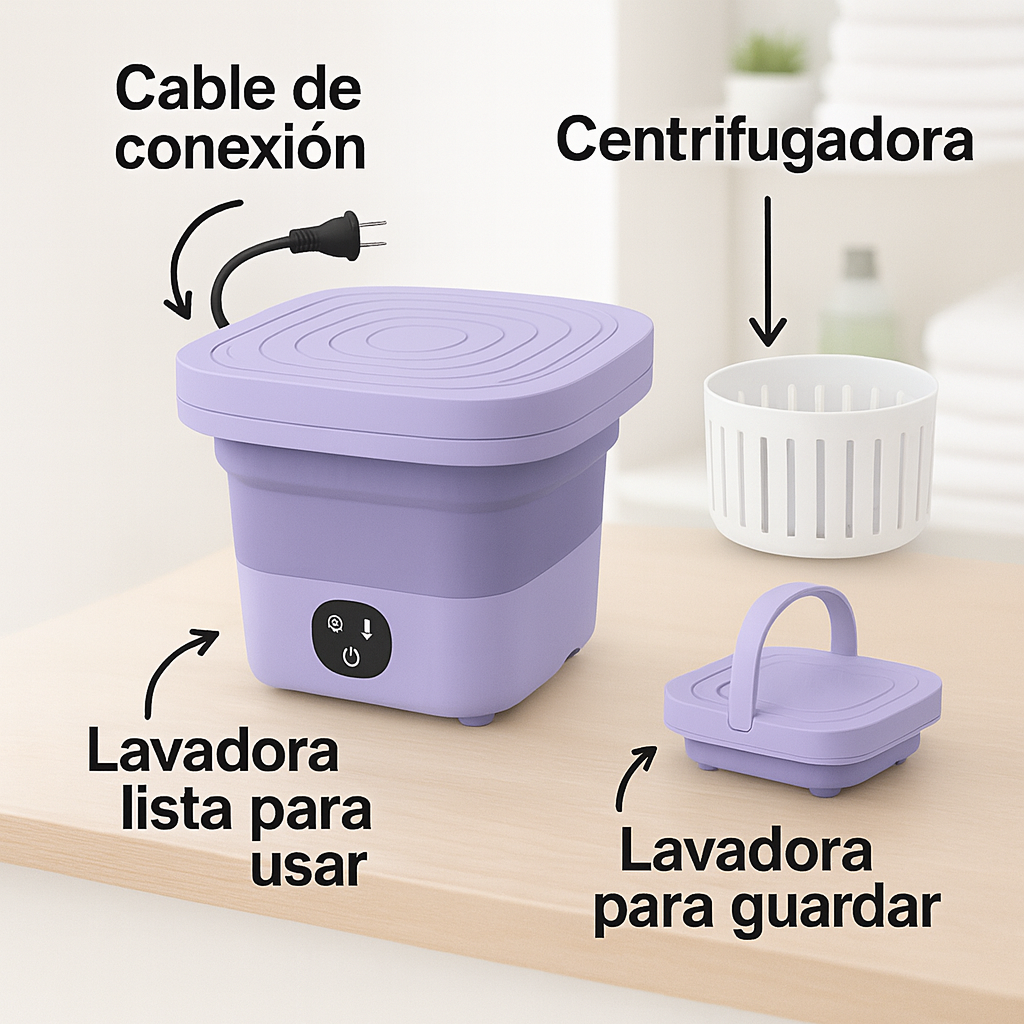 Mini Lavadora que Lava, Seca y se Esconde cuando No la usas